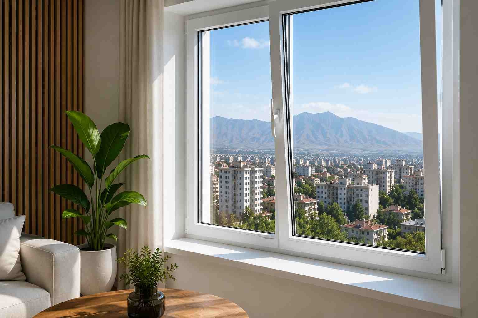 پنجره دوجداره UPVC در یک ساختمان مسکونی کرج با عایق حرارتی برای کاهش هزینه قبض گاز و برق و جلوگیری از اتلاف انرژی