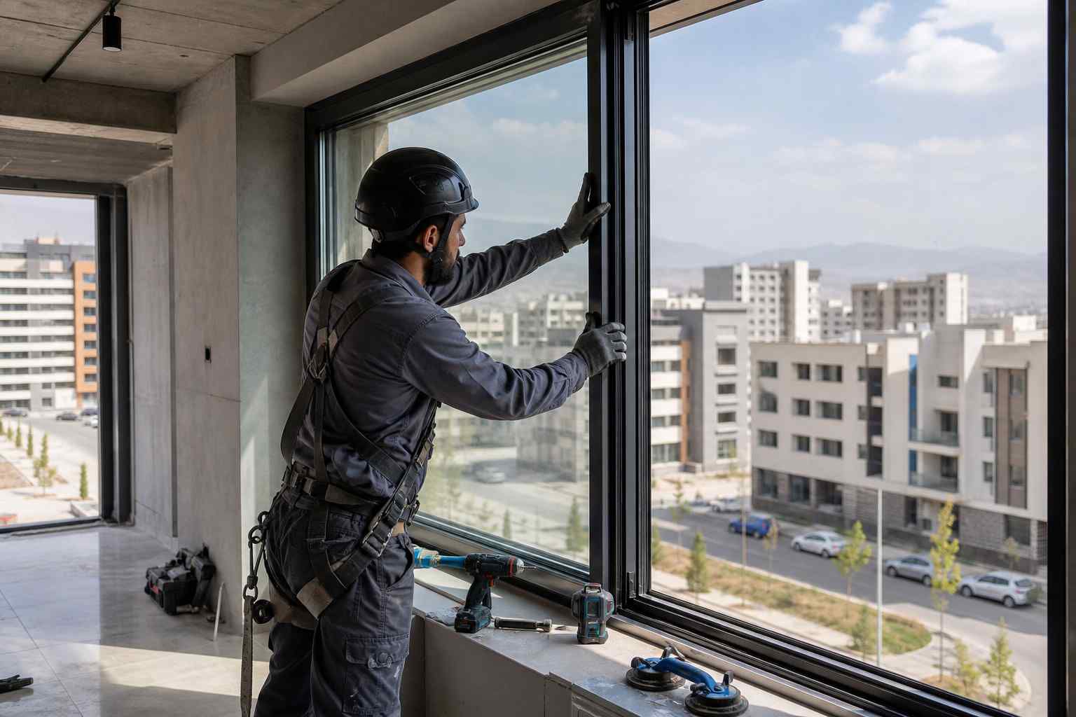 تولیدکننده پنجره دوجداره در فردیس با نمایش پنجرههای مدرن UPVC و تجهیزات تولید تخصصی